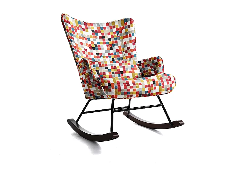 HOMEMIYN Schommelstoel: Kunstlinnen stof, kleurrijk mozaïekpatroon - 91X67X86CM