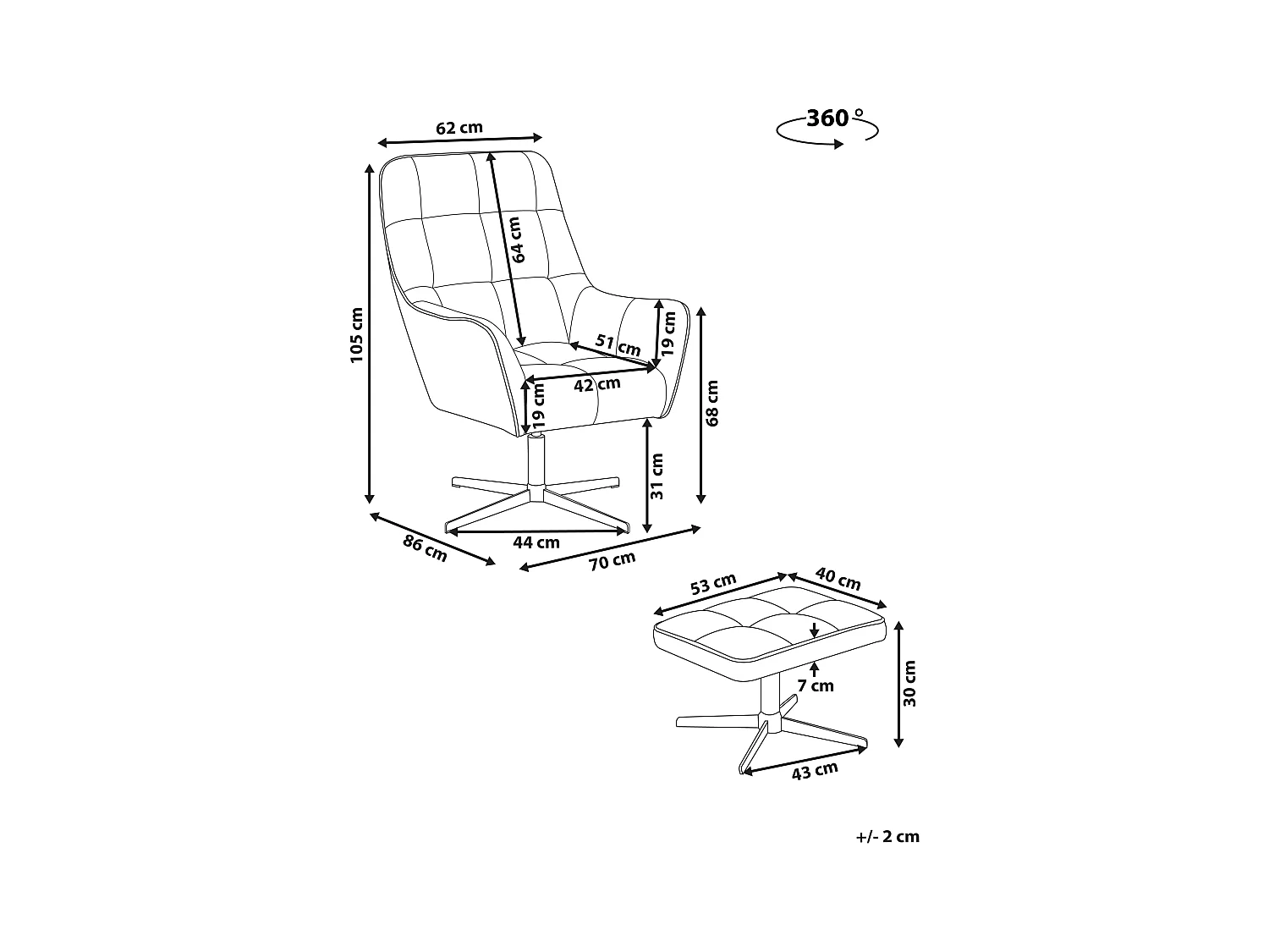 Fauteuil pivotant MOLLE II Tissu Beige clair