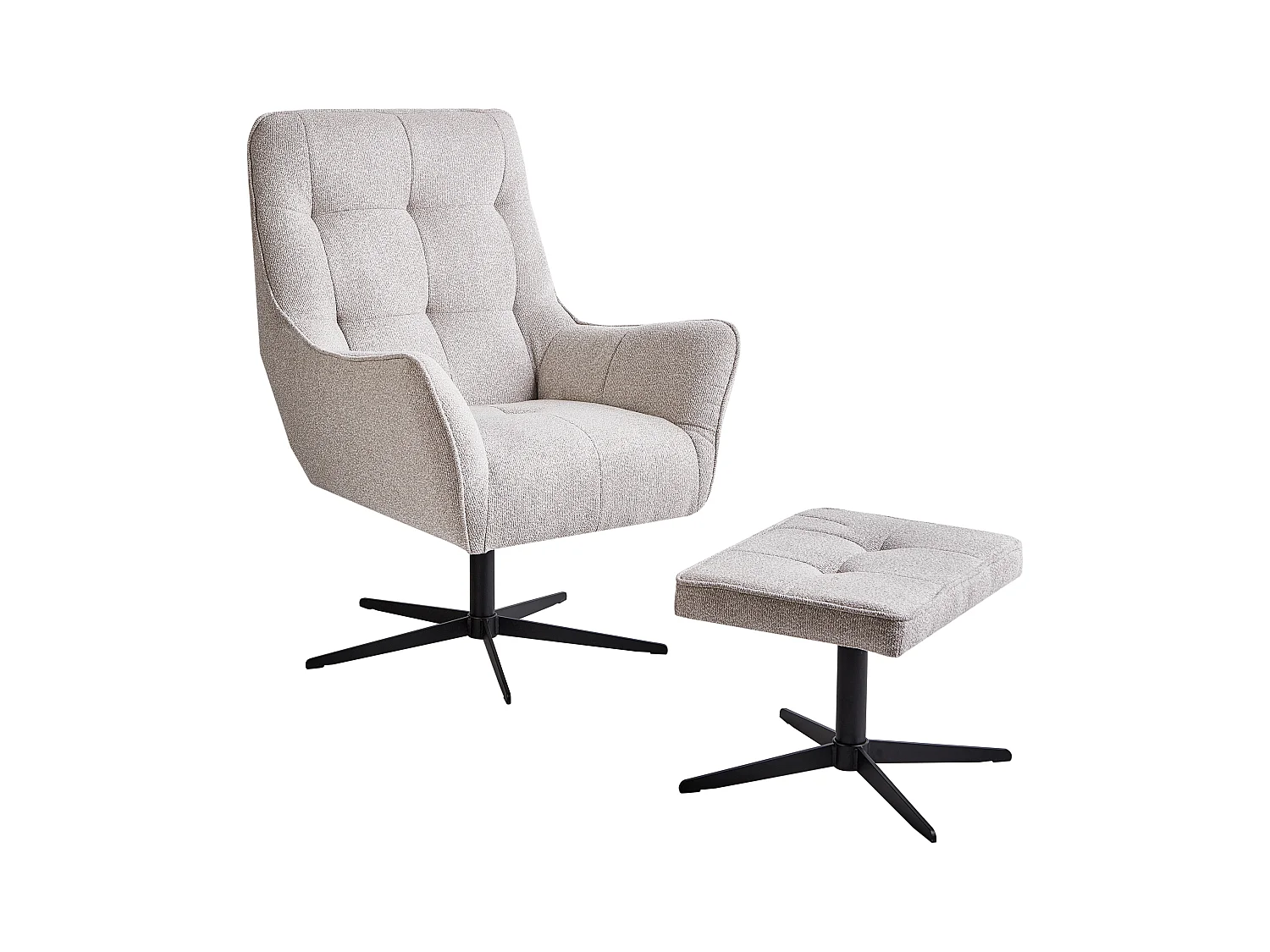 Draaifauteuil MOLLE II met voetenbank Lichtbeige