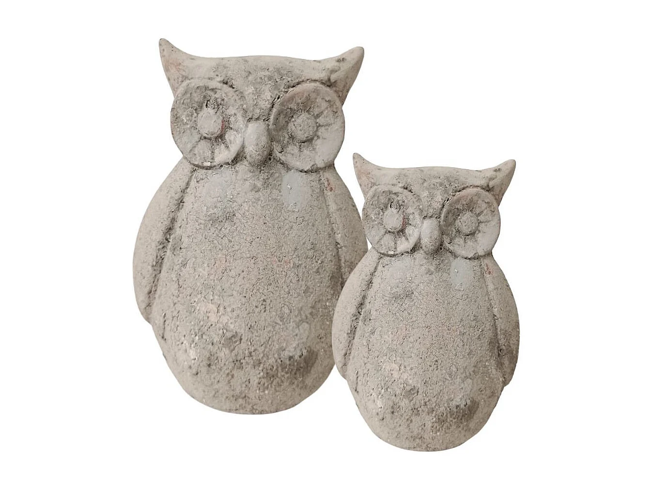 Statuette statue décorative jardin hibou ciment gris vieilli 15cm