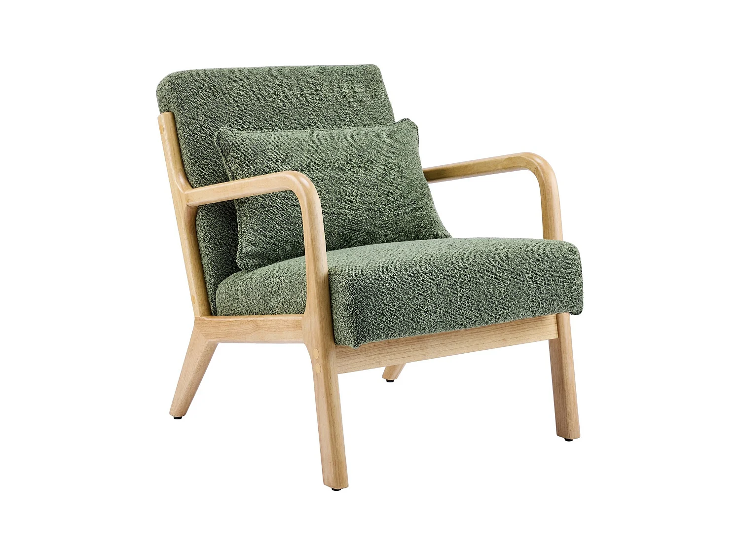 Fauteuil en bois et tissu bouclé vert - Lanna