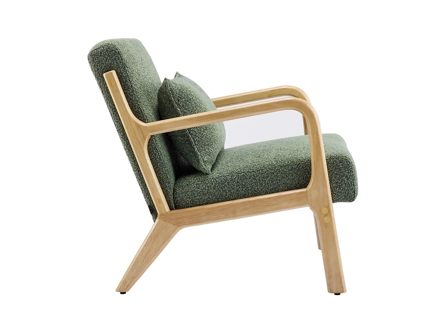 Fauteuil en bois et tissu bouclé vert - Lanna