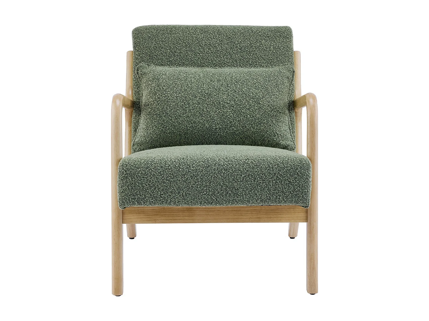 Fauteuil en bois et tissu bouclé vert - Lanna