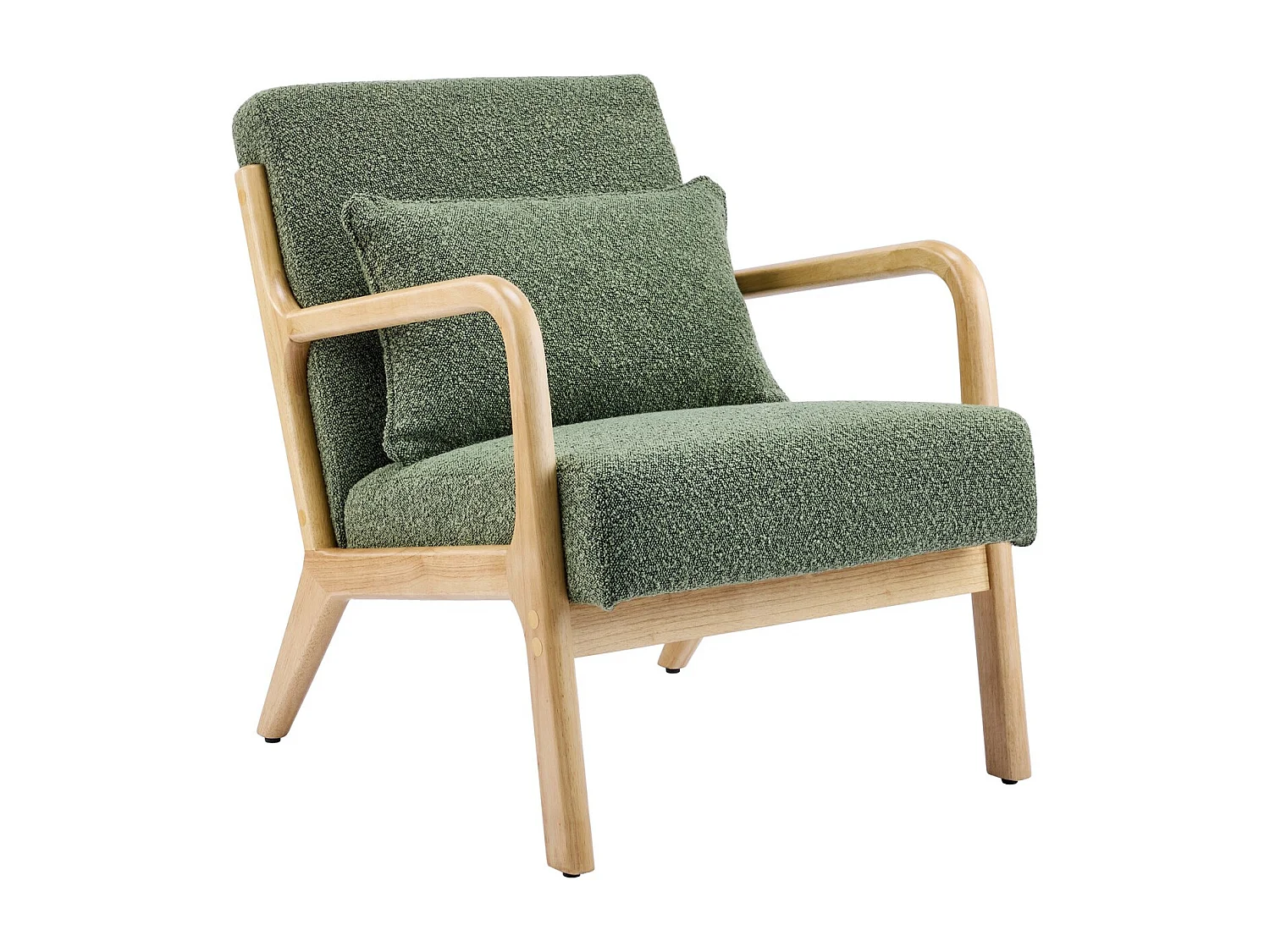 Fauteuil en bois et tissu bouclé vert - Lanna