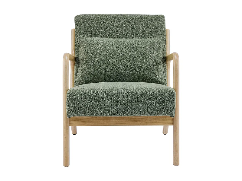 Fauteuil en bois et tissu bouclé vert - Lanna