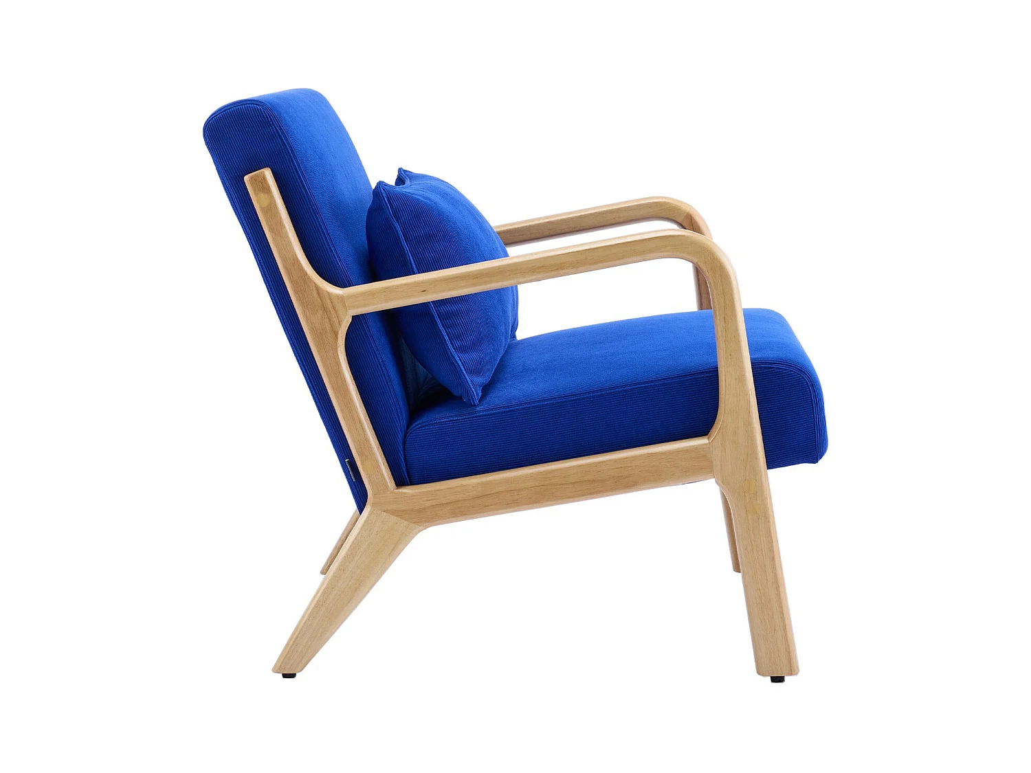 Fauteuil en bois et velours côtelé bleu électrique - Lanna