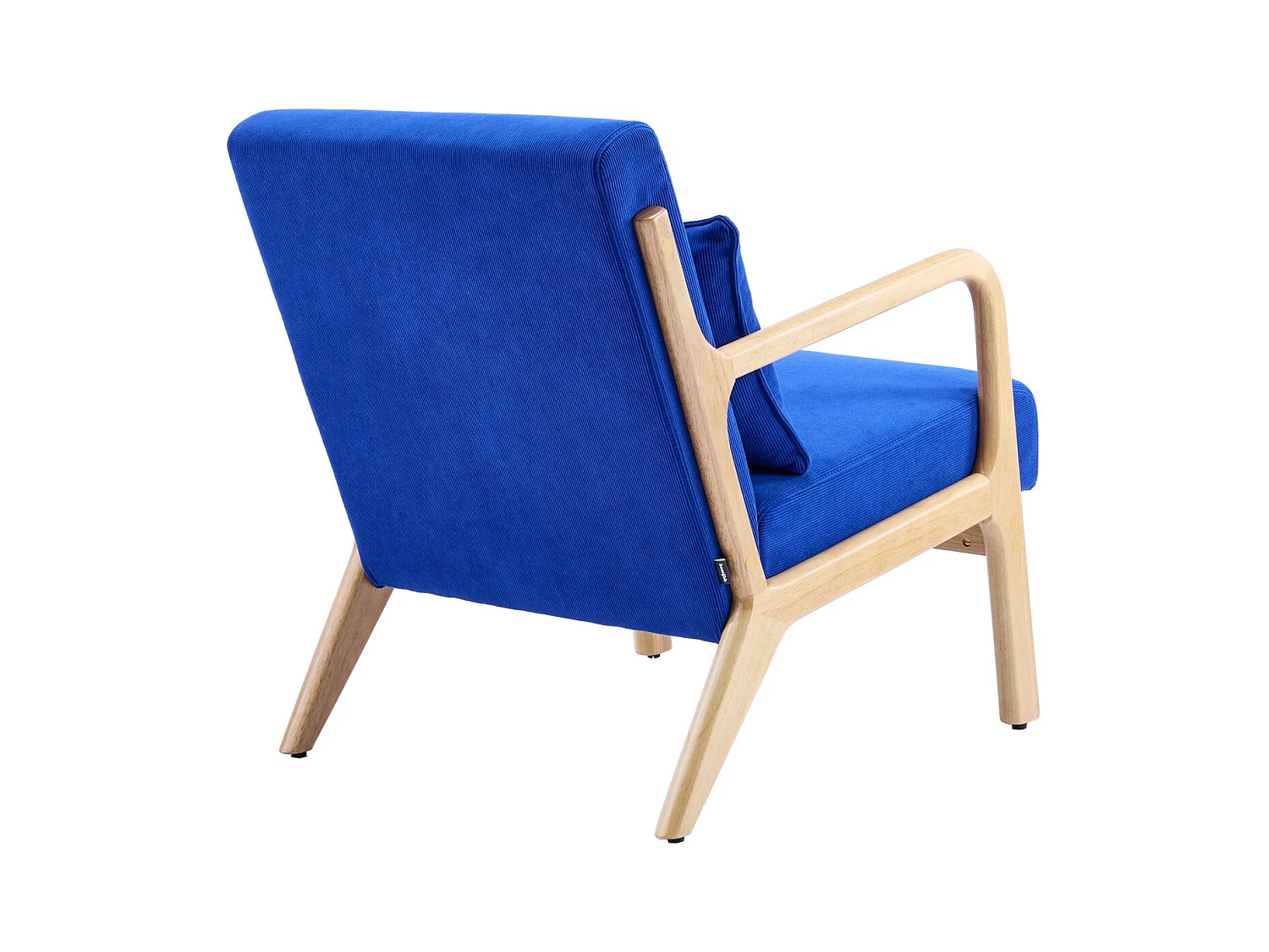 Fauteuil en bois et velours côtelé bleu électrique - Lanna