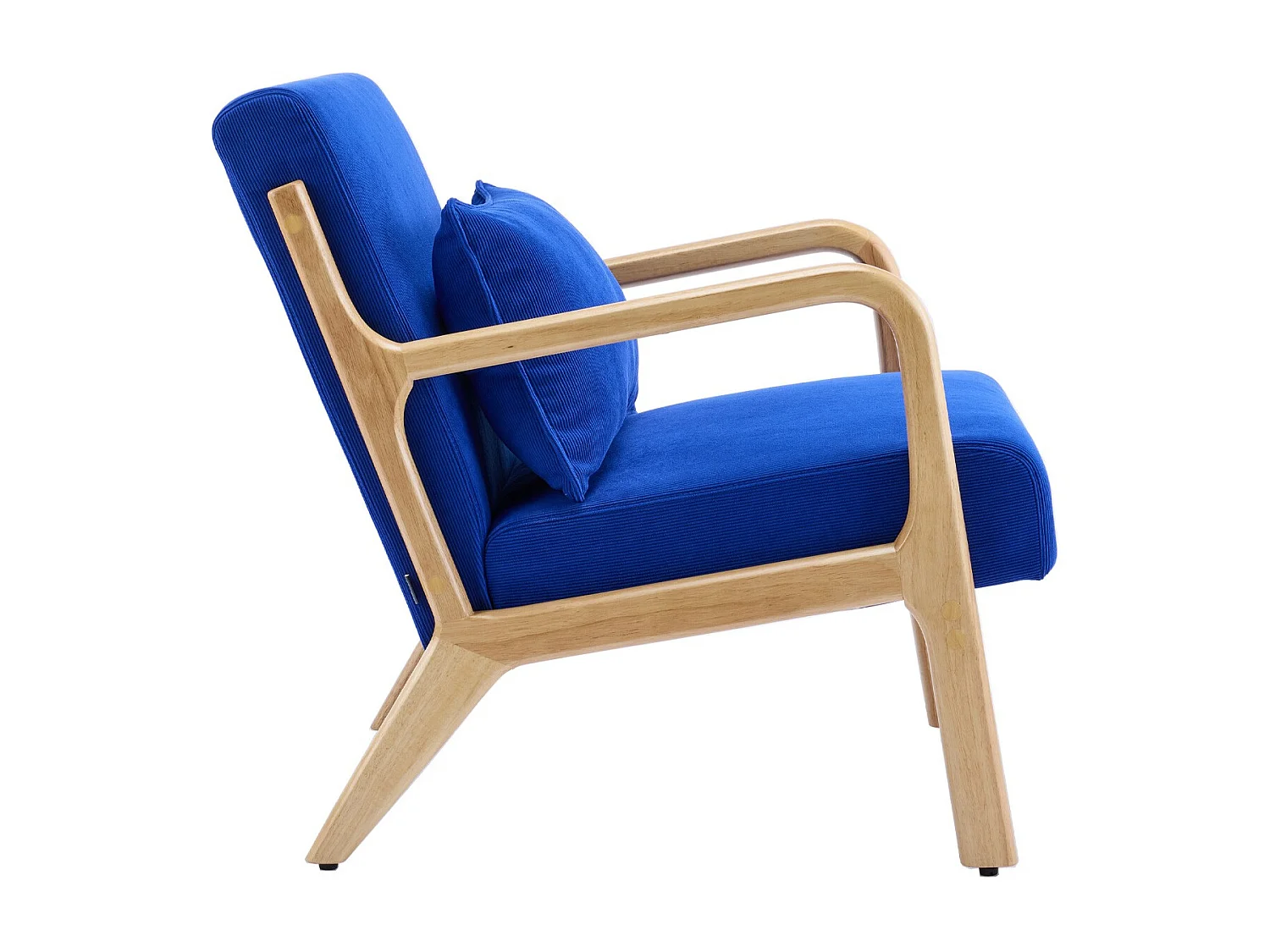 Fauteuil en bois et velours côtelé bleu électrique - Lanna