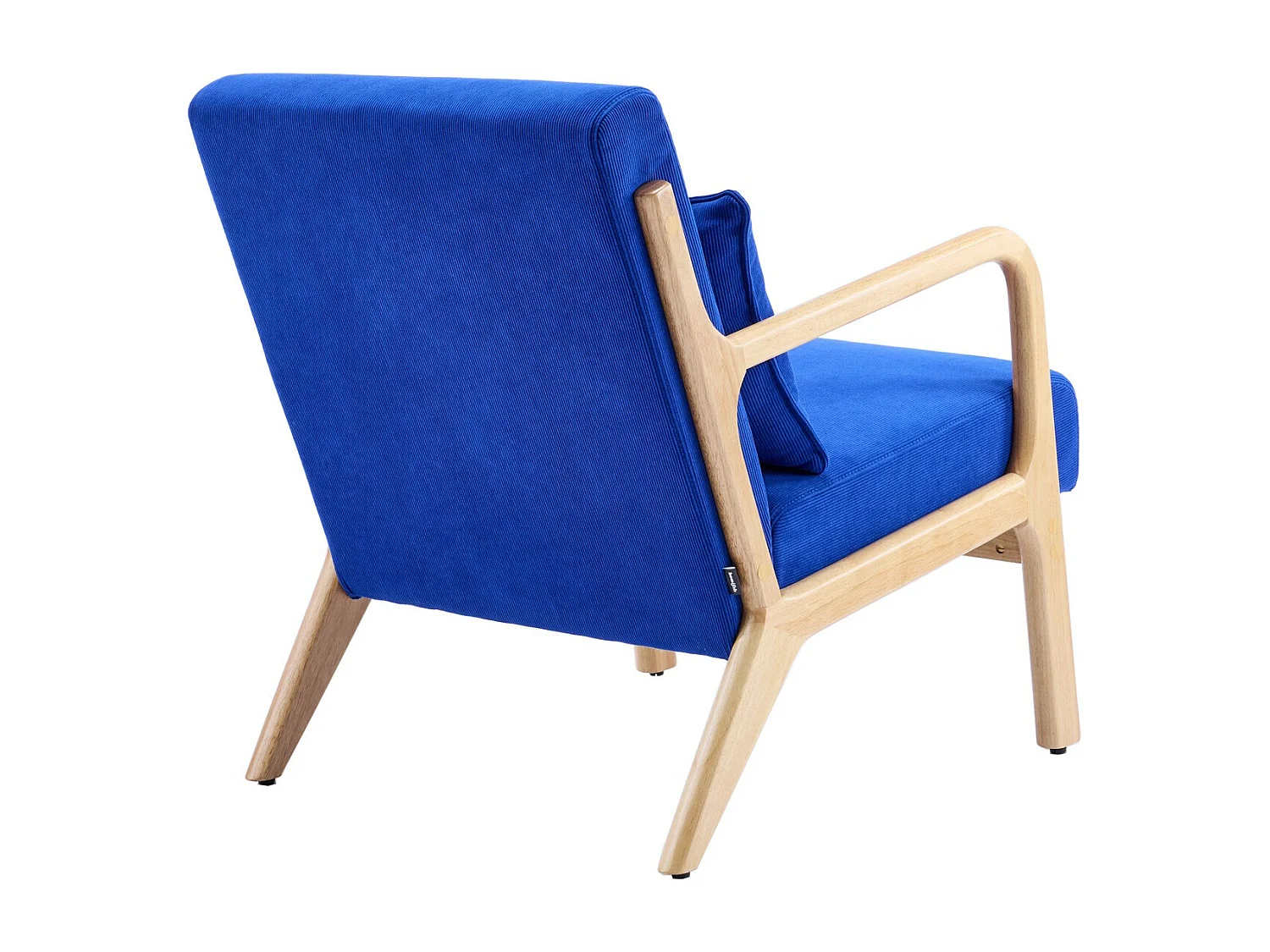 Fauteuil en bois et velours côtelé bleu électrique - Lanna