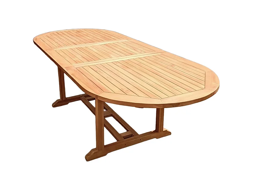 Table de jardin ovale extensible 180/240 cm teck massif – ANCOLIE