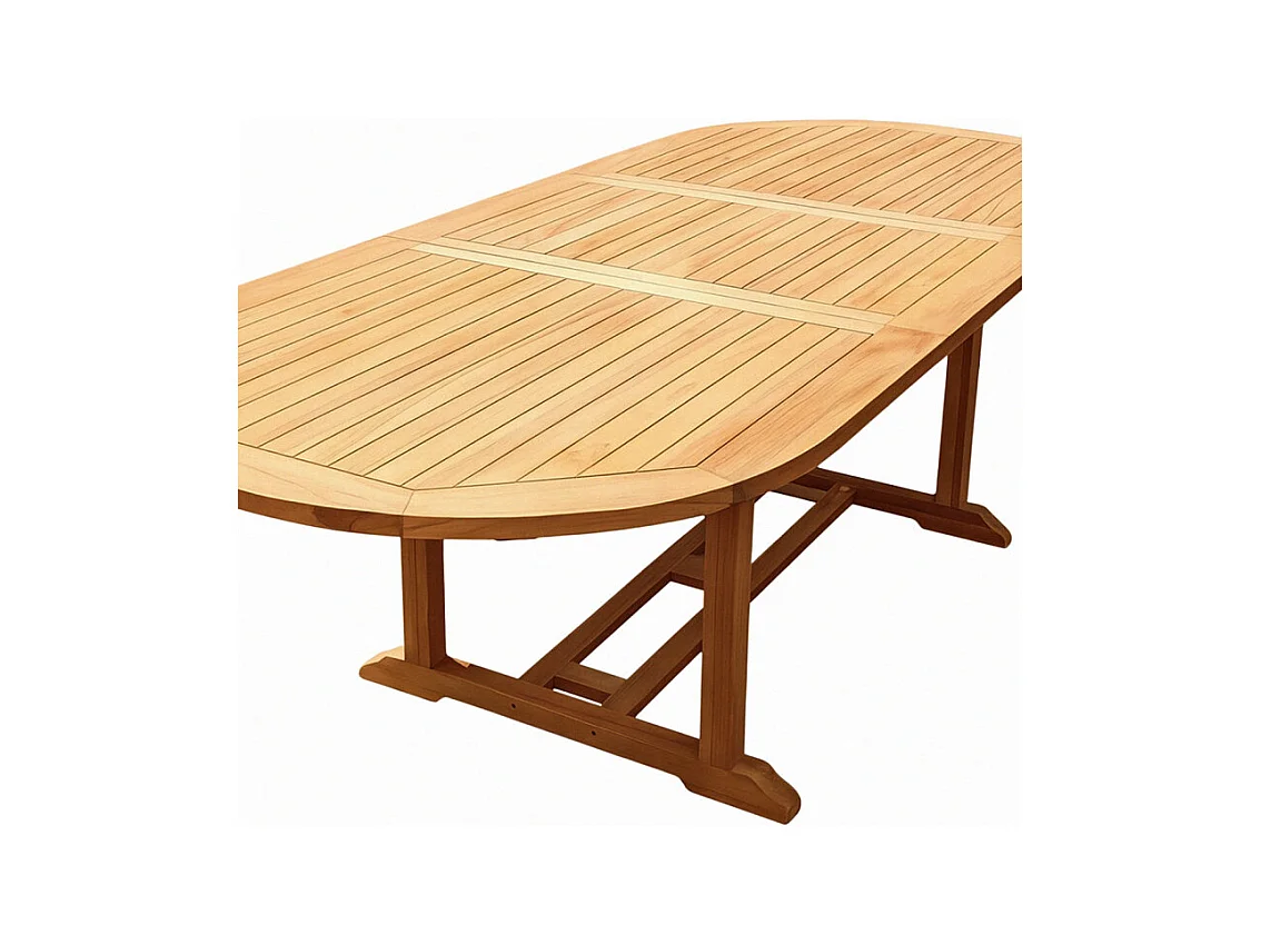 Table de jardin ovale extensible 180/240 cm teck massif – ANCOLIE