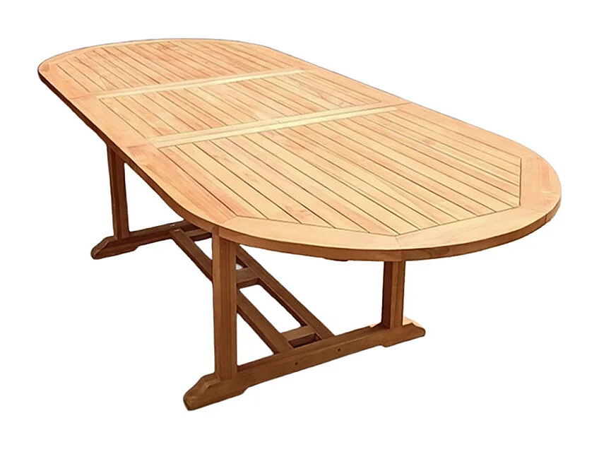 Table de jardin ovale extensible 180/240 cm teck massif – ANCOLIE
