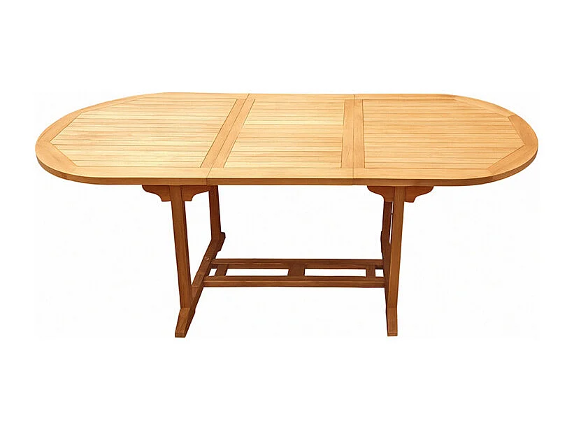 Table de jardin ovale extensible 180/240 cm teck massif – ANCOLIE