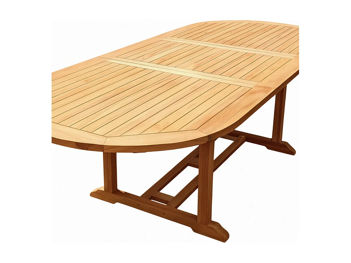 Table de jardin ovale extensible 180/240 cm teck massif – ANCOLIE