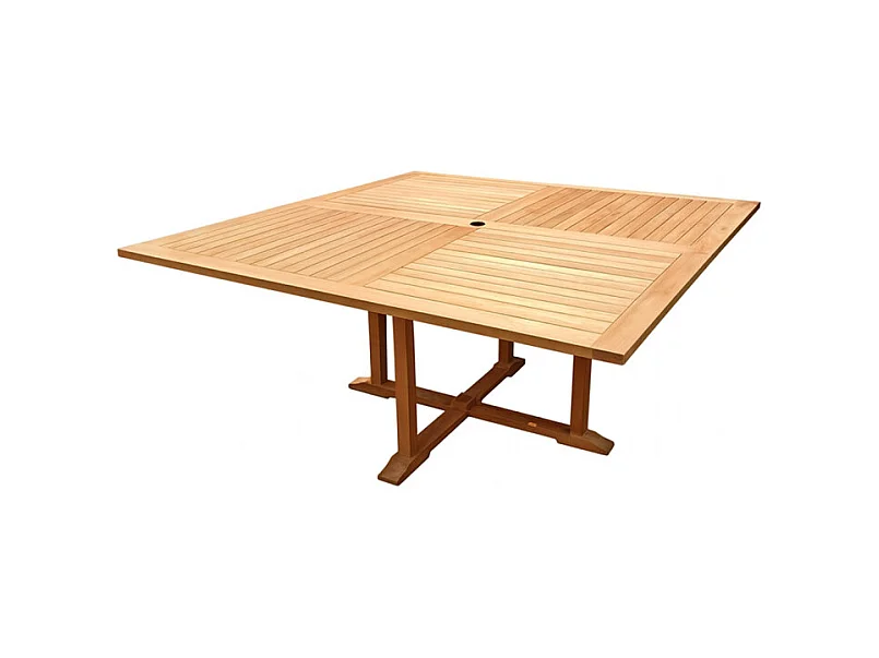 Table de jardin carrée 150 x 150 cm pliante en teck massif - ANCOLIE
