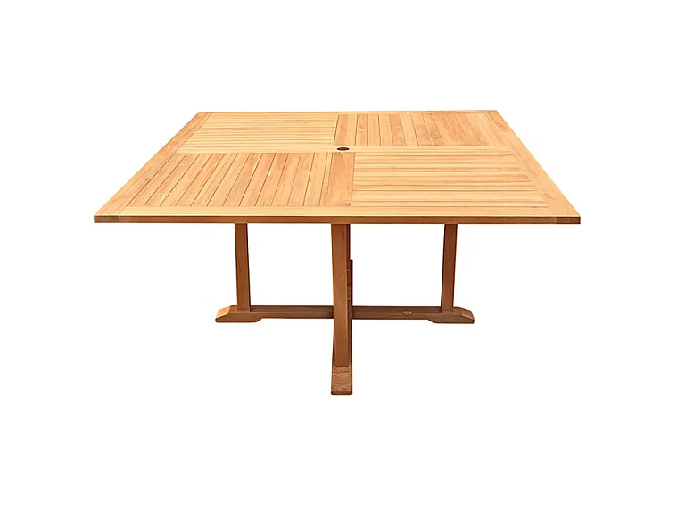 Table de jardin carrée 150 x 150 cm pliante en teck massif - ANCOLIE