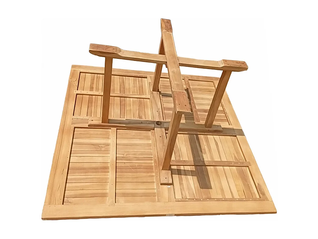 Table de jardin carrée 150 x 150 cm pliante en teck massif - ANCOLIE