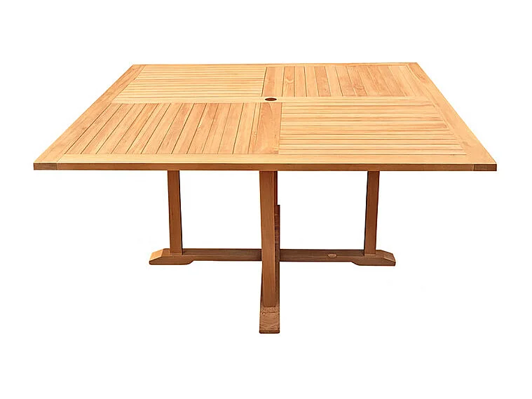 Table de jardin carrée 150 x 150 cm pliante en teck massif - ANCOLIE