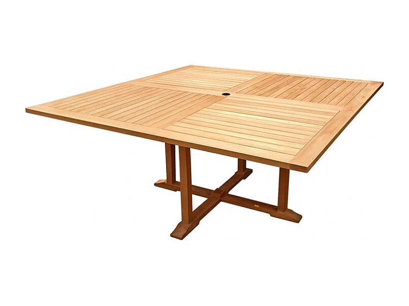 Table de jardin carrée 150 x 150 cm pliante en teck massif - ANCOLIE