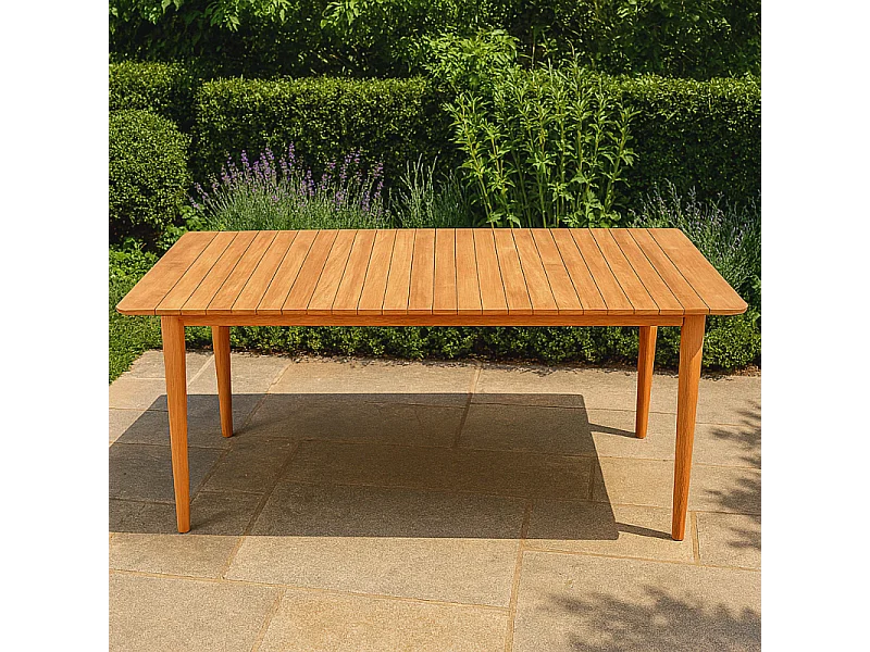 Table de jardin rectangulaire 150 cm bois de teck massif - ANCOLIE