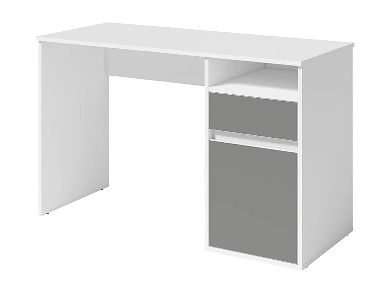 Bureau BILOU blanc avec tiroir et porte gris anthracite – Design épuré et moderne pour enfant
