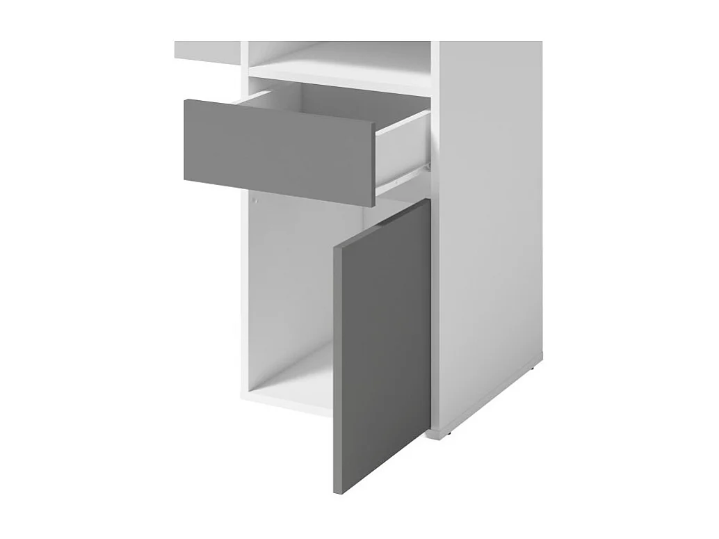 Escritório BILOU branco com gaveta e porta cinza antracite - Design limpo e moderno para criança