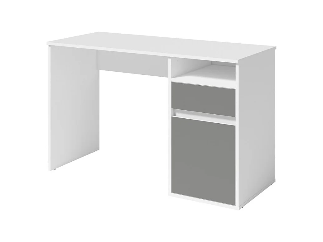 Bureau BILOU blanc avec tiroir et porte gris anthracite – Design épuré et moderne pour enfant