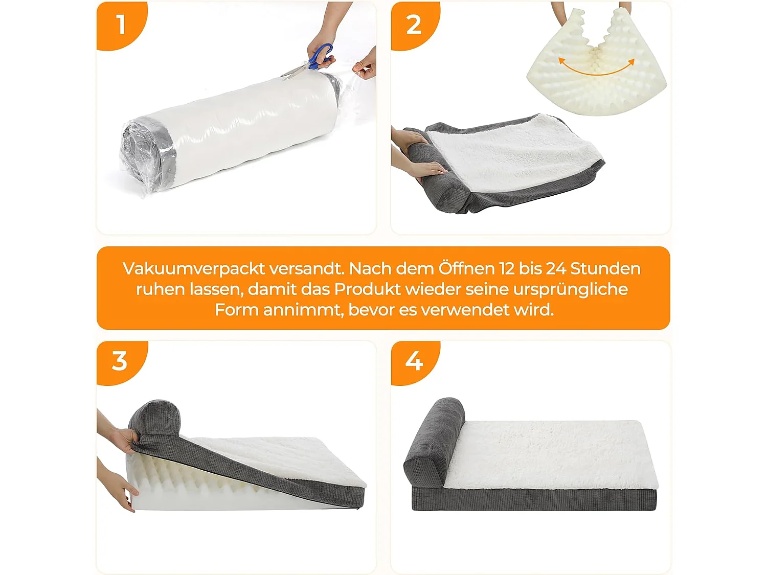 Lit orthopédique pour chien, canapé ergonomique pour chien avec mousse en forme d'œuf, lavable et antidérapant pour l'intérieur et l'extérieur (M 75 * 50 * 20cm)