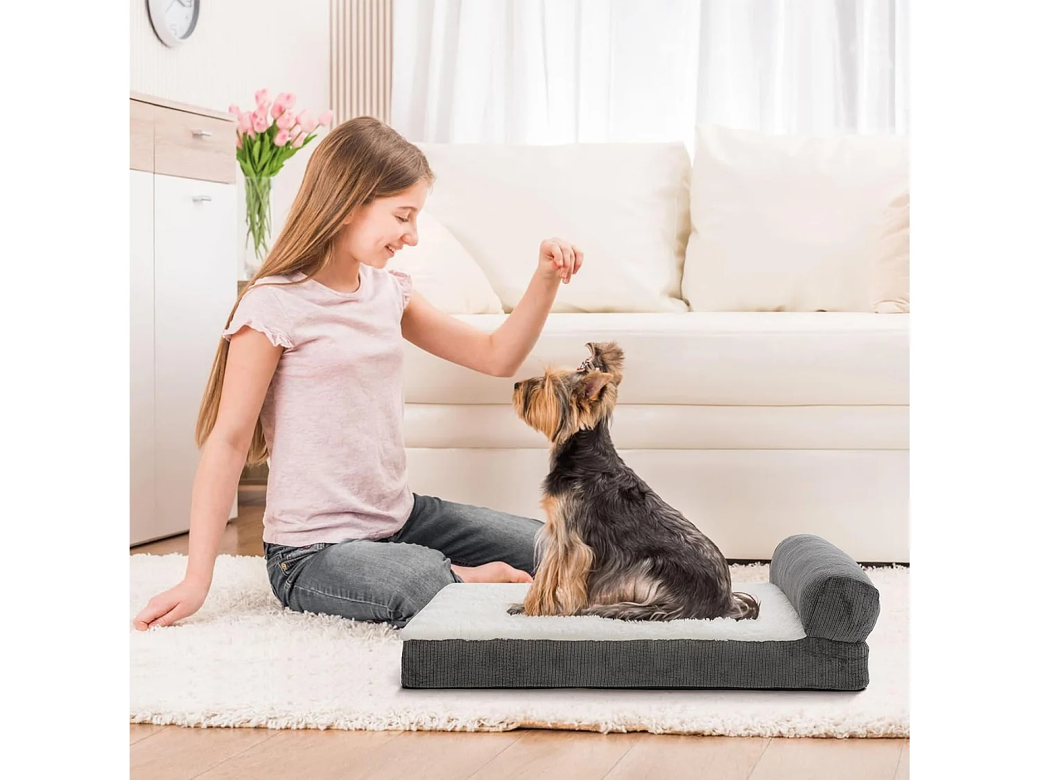 Lit orthopédique pour chien, canapé ergonomique pour chien avec mousse en forme d'œuf, lavable et antidérapant pour l'intérieur et l'extérieur (M 75 * 50 * 20cm)