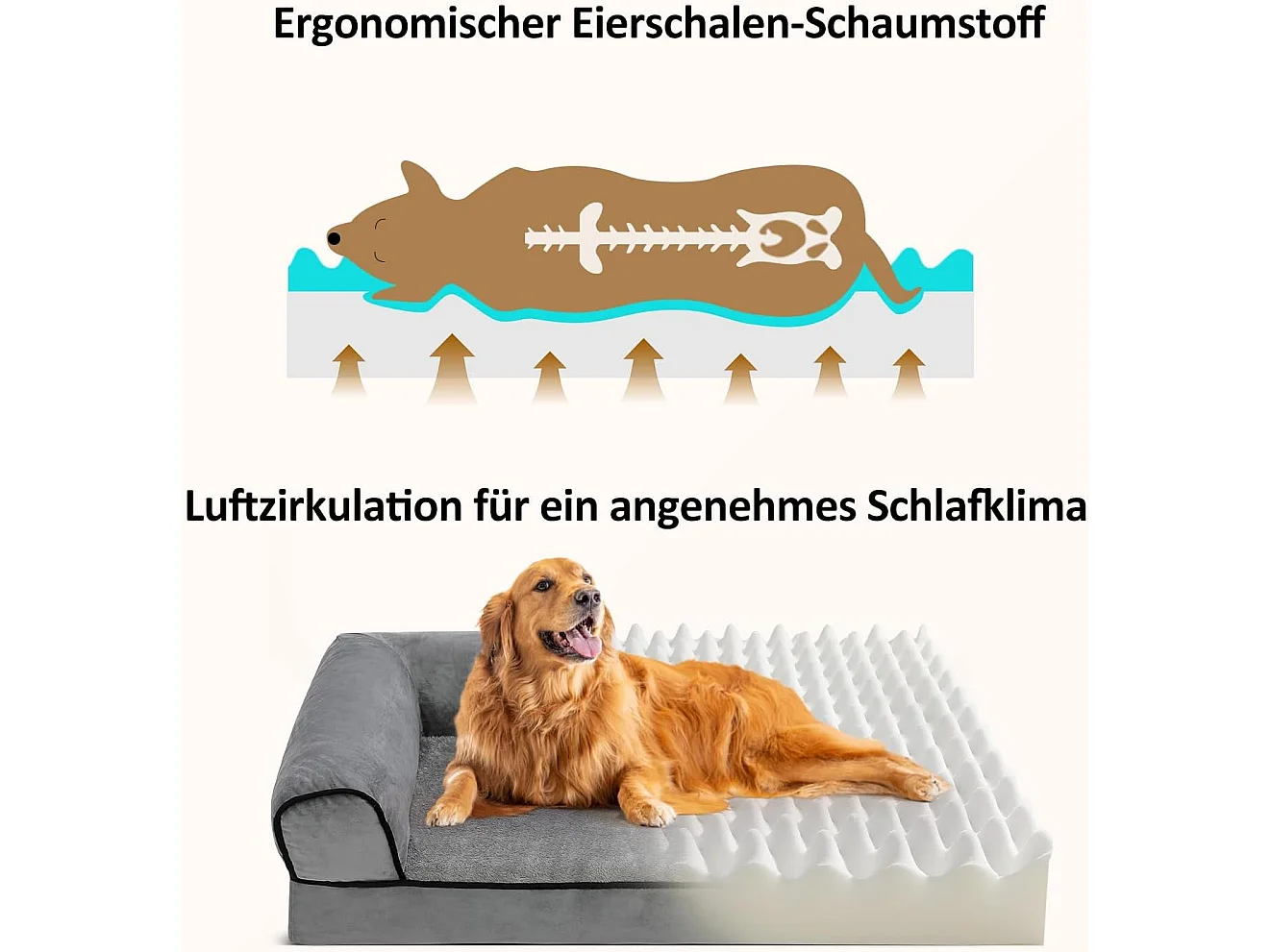 Lit pour chien, canapé orthopédique pour chien, canapé avec mousse ergonomique en forme d'œuf, lavable et antidérapant (XL 92 * 70 * 18CM)