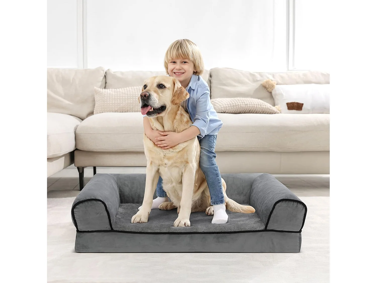 Lit pour chien, canapé orthopédique pour chien, canapé avec mousse ergonomique en forme d'œuf, lavable et antidérapant (XL 92 * 70 * 18CM)