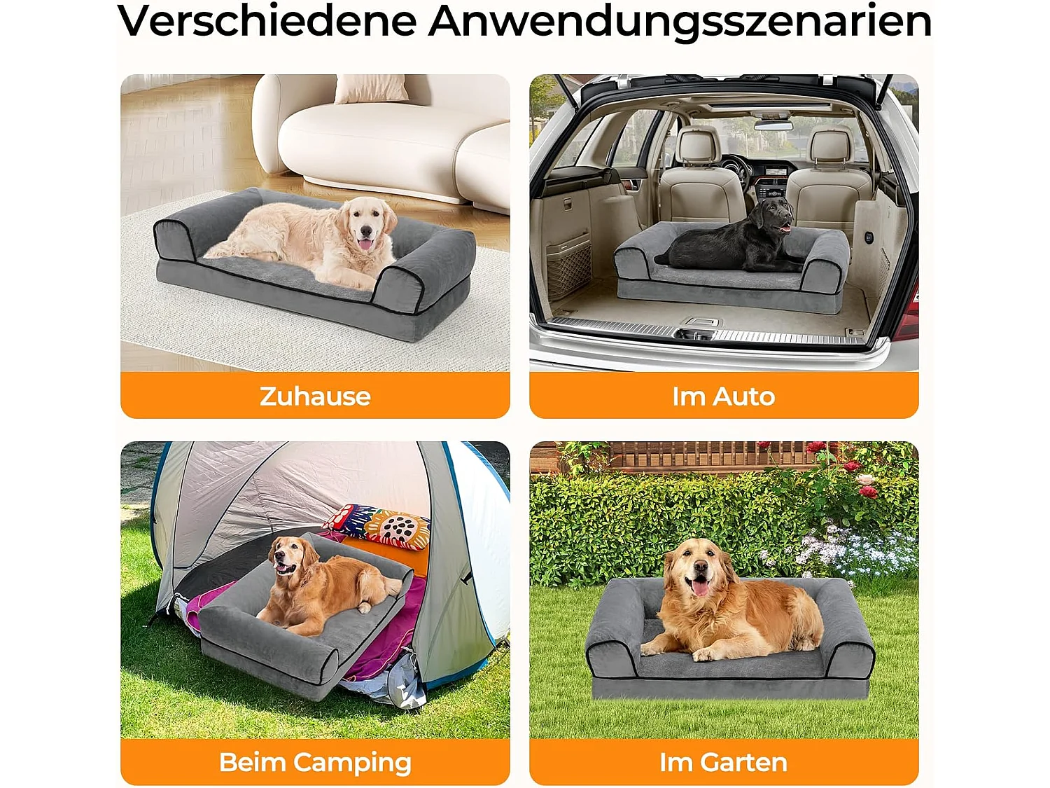 Lit pour chien, canapé orthopédique pour chien, canapé avec mousse ergonomique en forme d'œuf, lavable et antidérapant (XL 92 * 70 * 18CM)