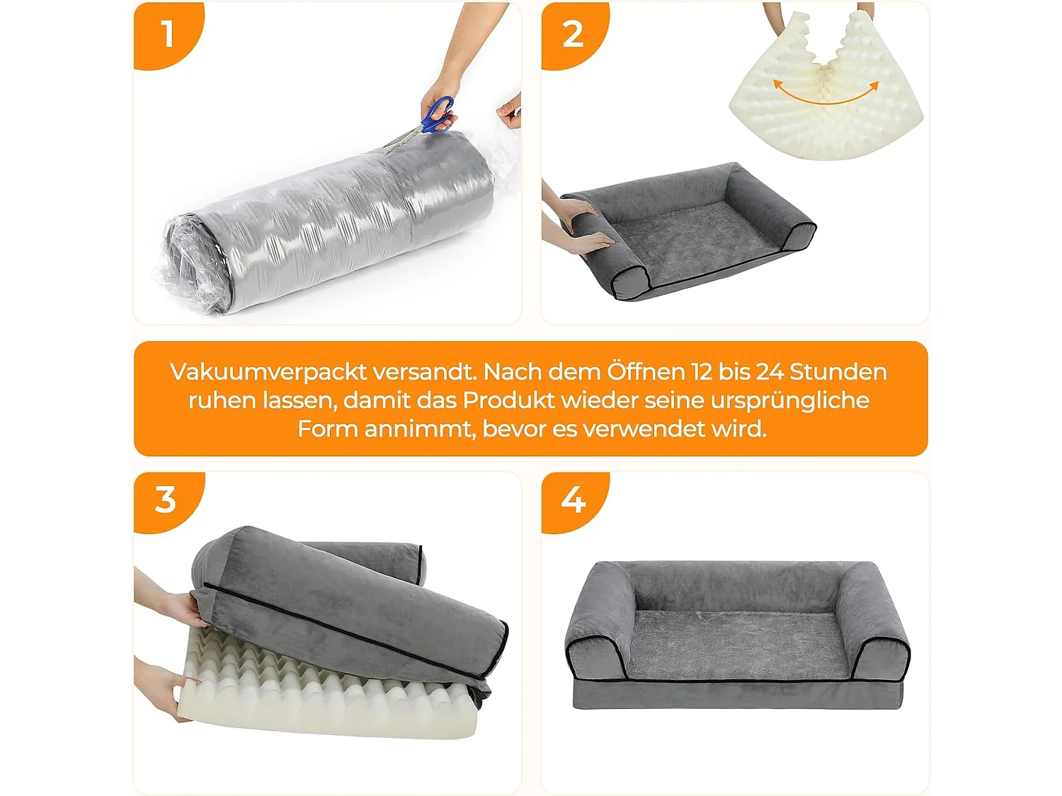 Lit pour chien, canapé orthopédique pour chien, canapé avec mousse ergonomique en forme d'œuf, lavable et antidérapant (XL 92 * 70 * 18CM)