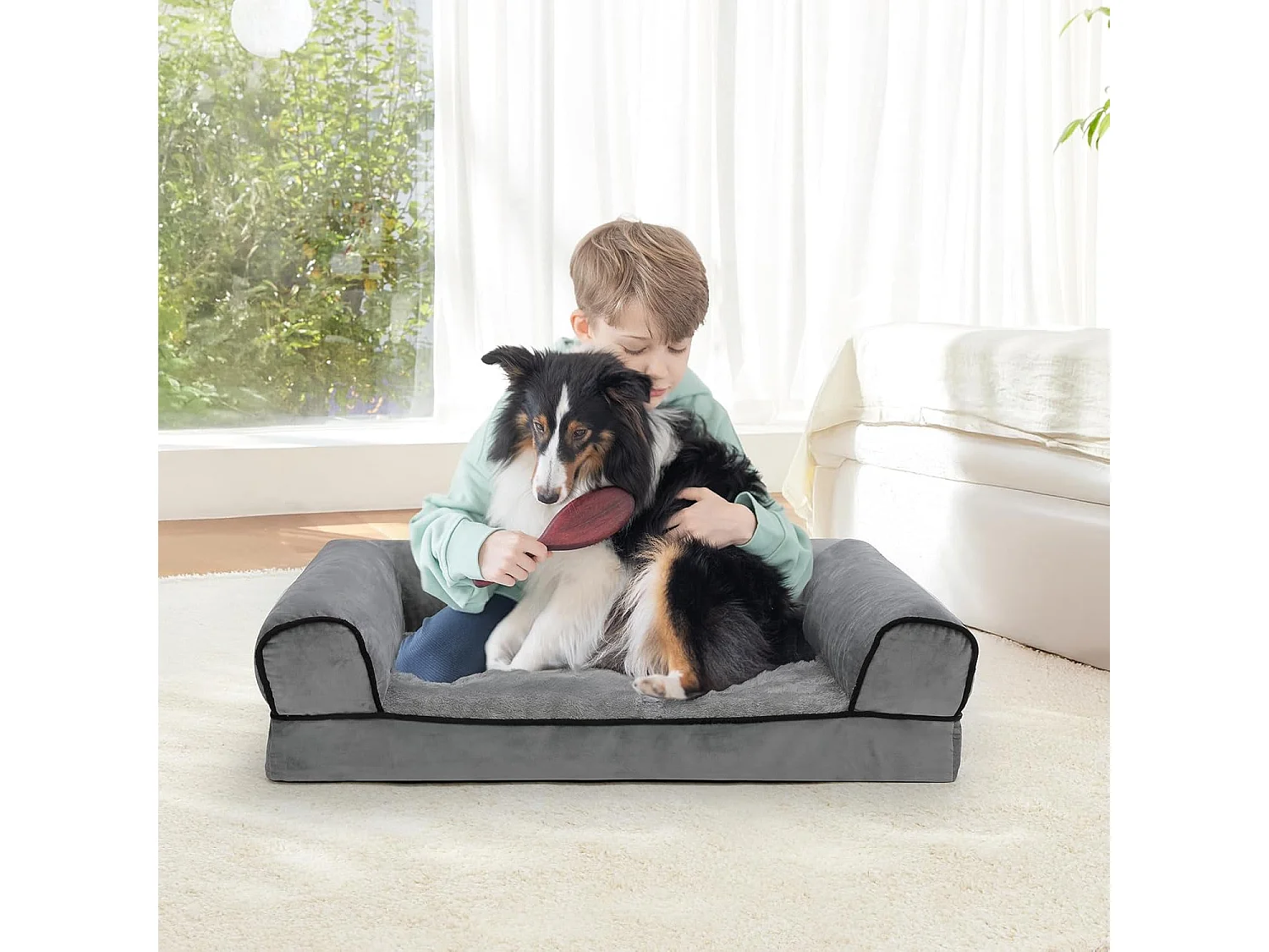 Lit pour chien, canapé orthopédique pour chien, canapé avec mousse ergonomique en forme d'œuf, lavable et antidérapant (L 76 * 51 * 18CM)