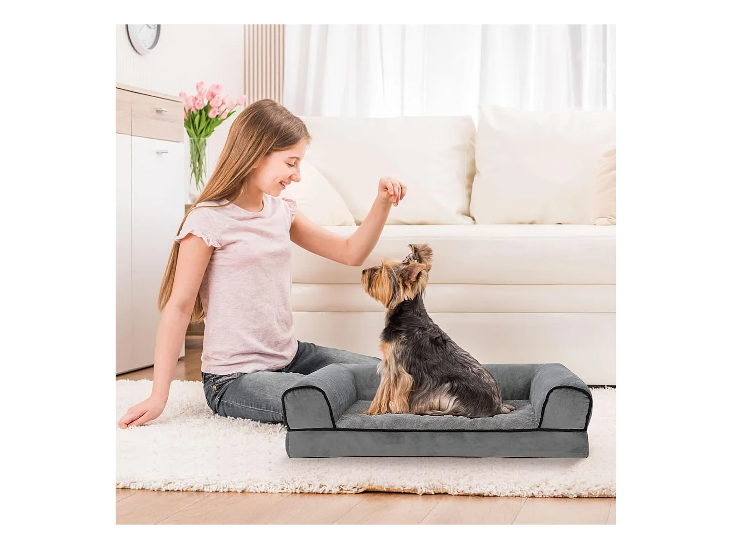 Lit pour chien, canapé orthopédique pour chien, canapé avec mousse ergonomique en forme d'œuf, lavable et antidérapant (M 50 * 40 * 18CM)