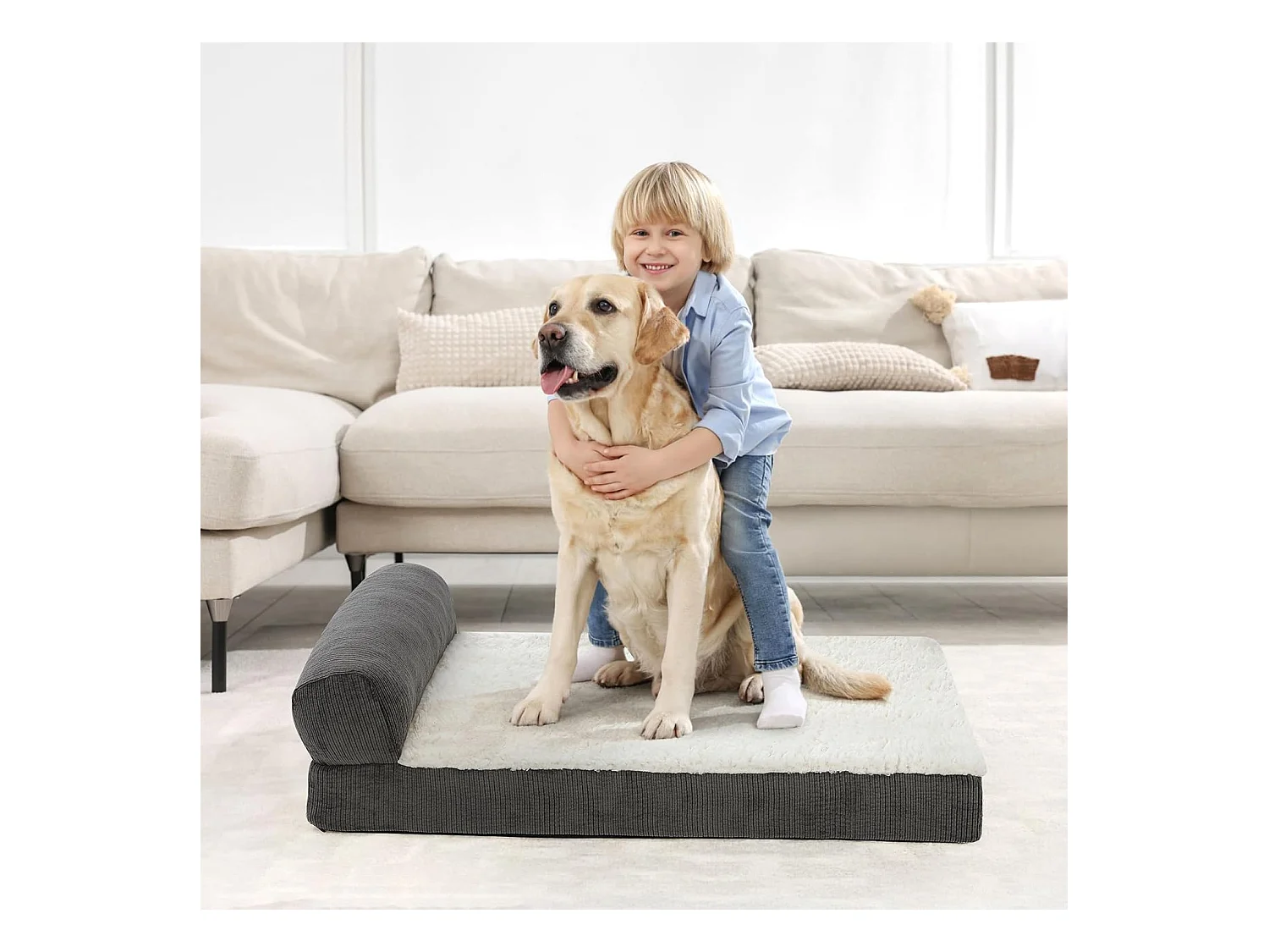 Lit orthopédique pour chien, canapé ergonomique pour chien avec mousse en forme d'œuf, lavable et antidérapant pour l'intérieur et l'extérieur (XL 105 * 65 * 25cm)
