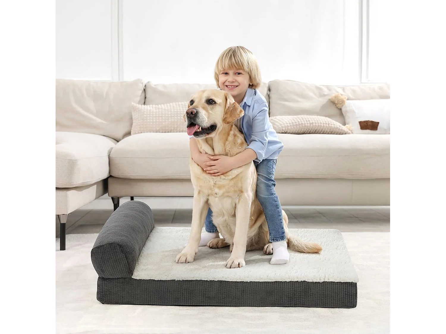 Lit orthopédique pour chien, canapé ergonomique pour chien avec mousse en forme d'œuf, lavable et antidérapant pour l'intérieur et l'extérieur (XL 105 * 65 * 25cm)