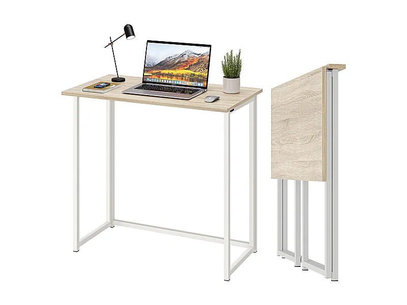 Opvouwbaar bureau, klein computerbureau voor thuiskantoor, 80 x 45 x 74 cm - Eikenkleur