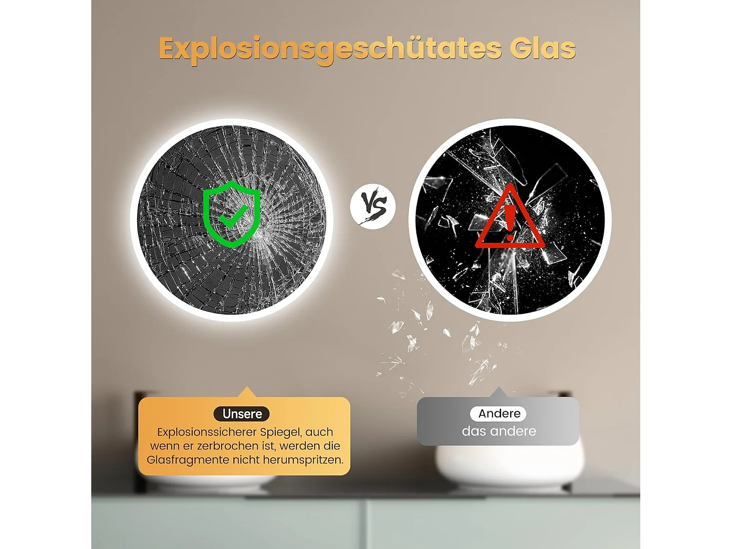 Ronde Badkamerspiegel YOLEO met Verlichting, 70 cm, LED-Badkamerspiegel met Klok, Temperatuur, Touchschakelaar en Veiligheidsglas, 3 Instelbare Lichtkleuren