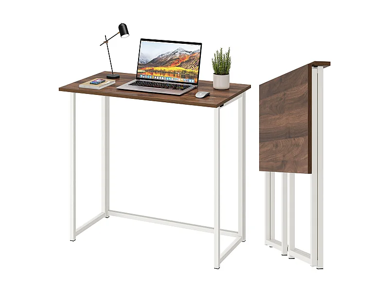 Opvouwbaar bureau, klein computerbureau voor thuiskantoor, 80 x 45 x 74 cm - Bruin