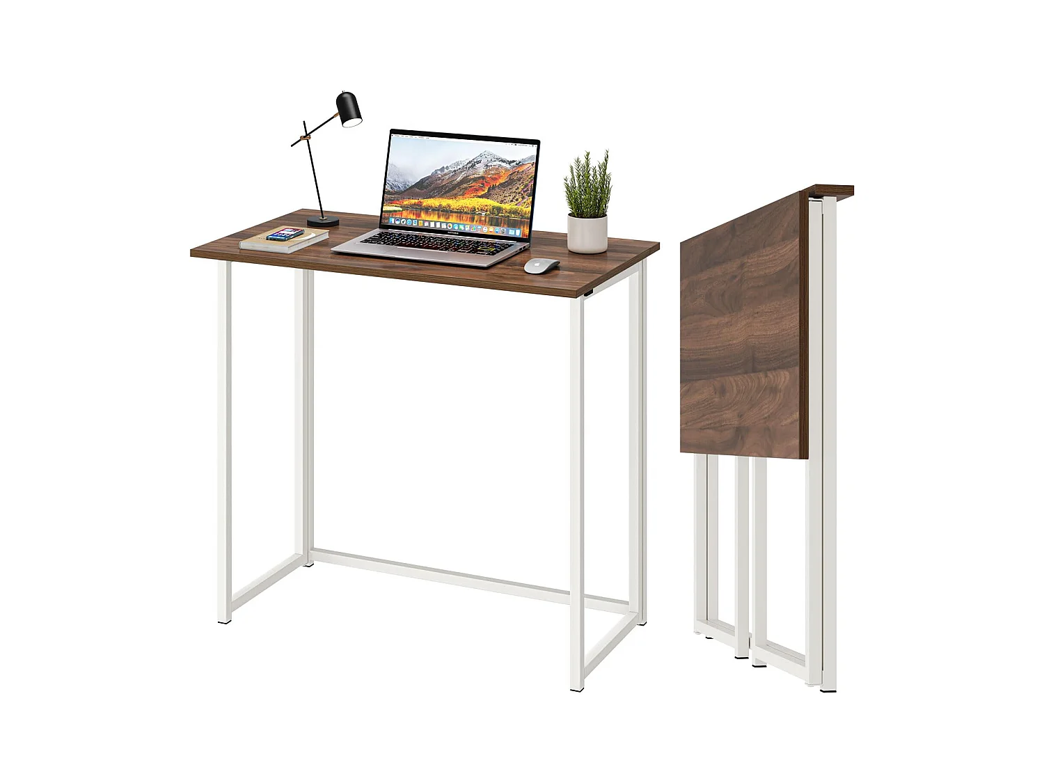 Opvouwbaar bureau, klein computerbureau voor thuiskantoor, 80 x 45 x 74 cm - Bruin