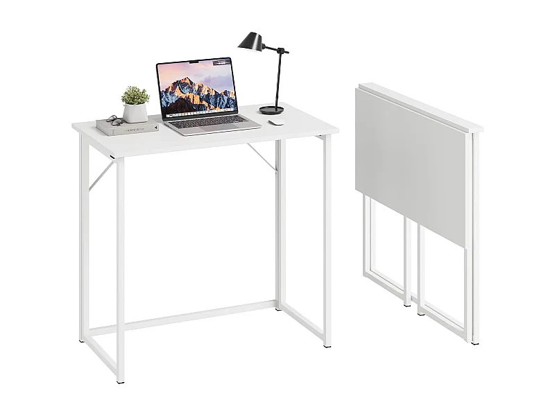 Opvouwbaar bureau, klein computerbureau voor thuiskantoor, eenvoudige montage, 80 x 46 x 74 cm - Wit