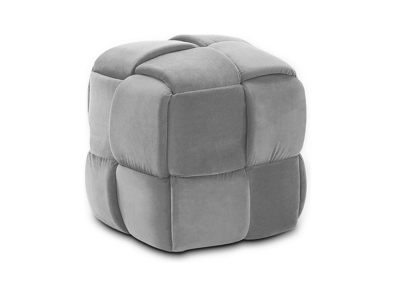 Pouf Ottoman en Velours Repose-Pieds Salon Tressé Tabouret Carrée de Maquillage Décorative Moderne 43 x 43 x 46 cm Charge Max 140 kg - Gris