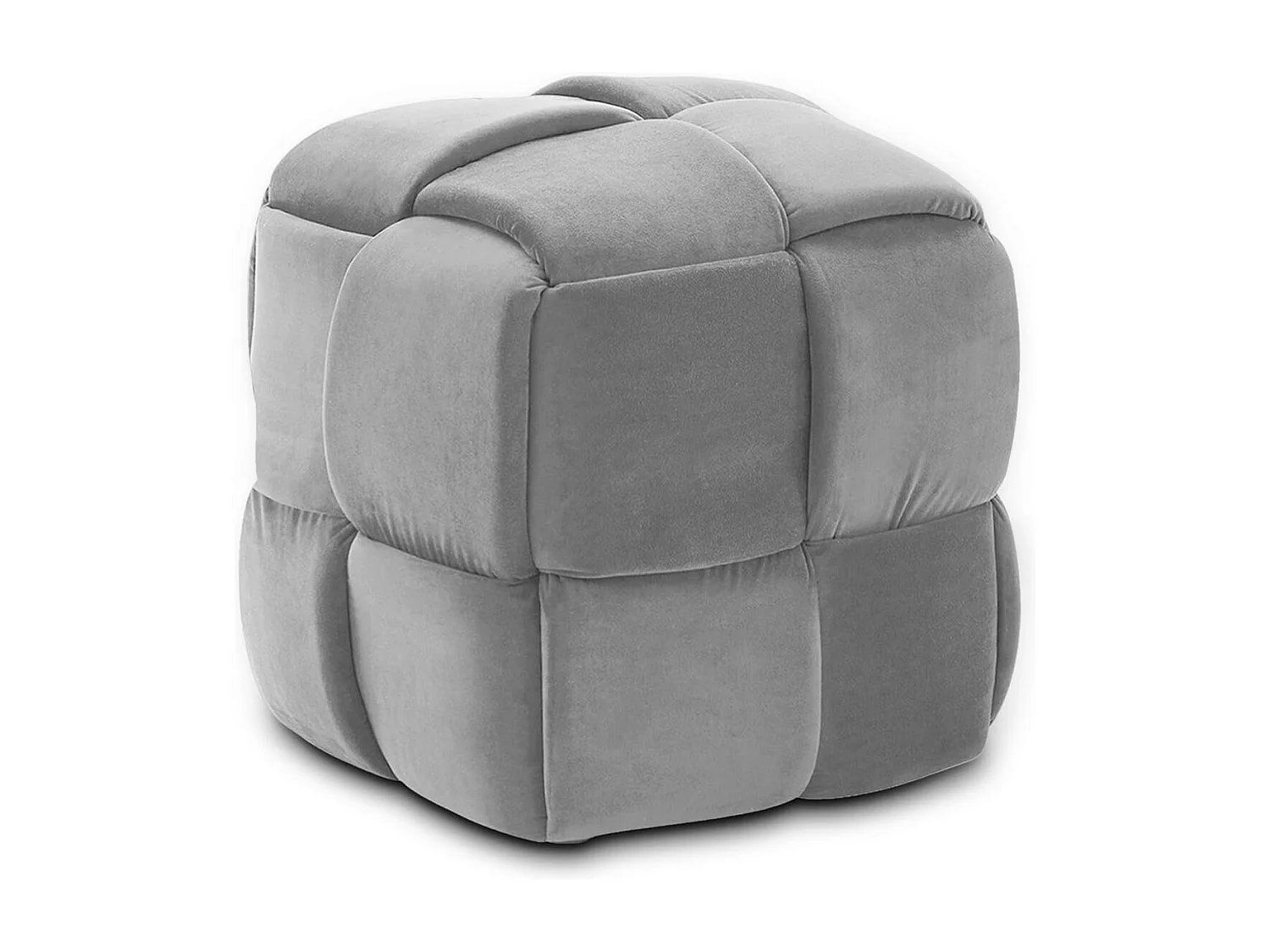 Pouf poggiapiedi in velluto, per soggiorno, quadrato, intrecciato, decorativo, moderno, 43 x 43 x 46 cm, carico massimo 140 kg, grigio