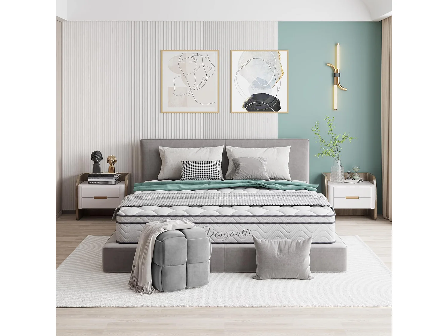 Pouf poggiapiedi in velluto, per soggiorno, quadrato, intrecciato, decorativo, moderno, 43 x 43 x 46 cm, carico massimo 140 kg, grigio