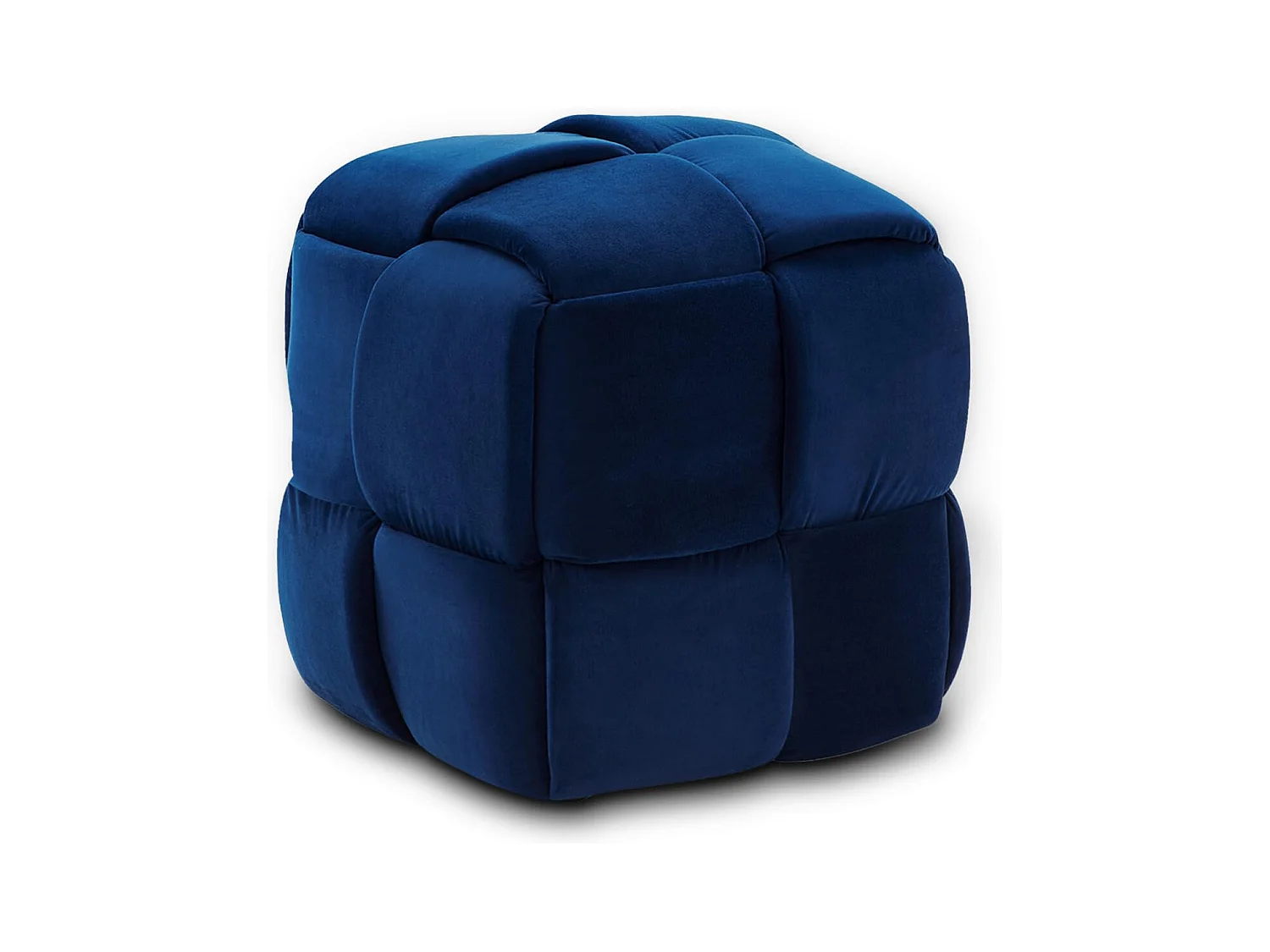 Pouf Ottoman en Velours Repose-Pieds Salon Tressé Tabouret Carrée de Maquillage Décorative Moderne 43 x 43 x 46 cm Charge Max 140 kg - Bleu