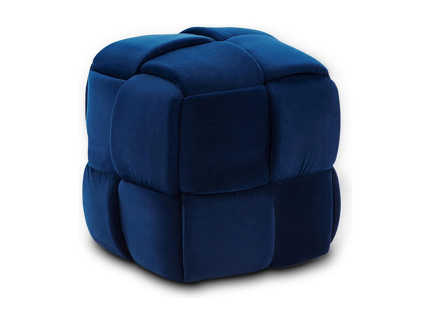 Pouf poggiapiedi in velluto, per soggiorno, quadrato, intrecciato, decorativo, moderno, 43 x 43 x 46 cm, carico massimo 140 kg, blu