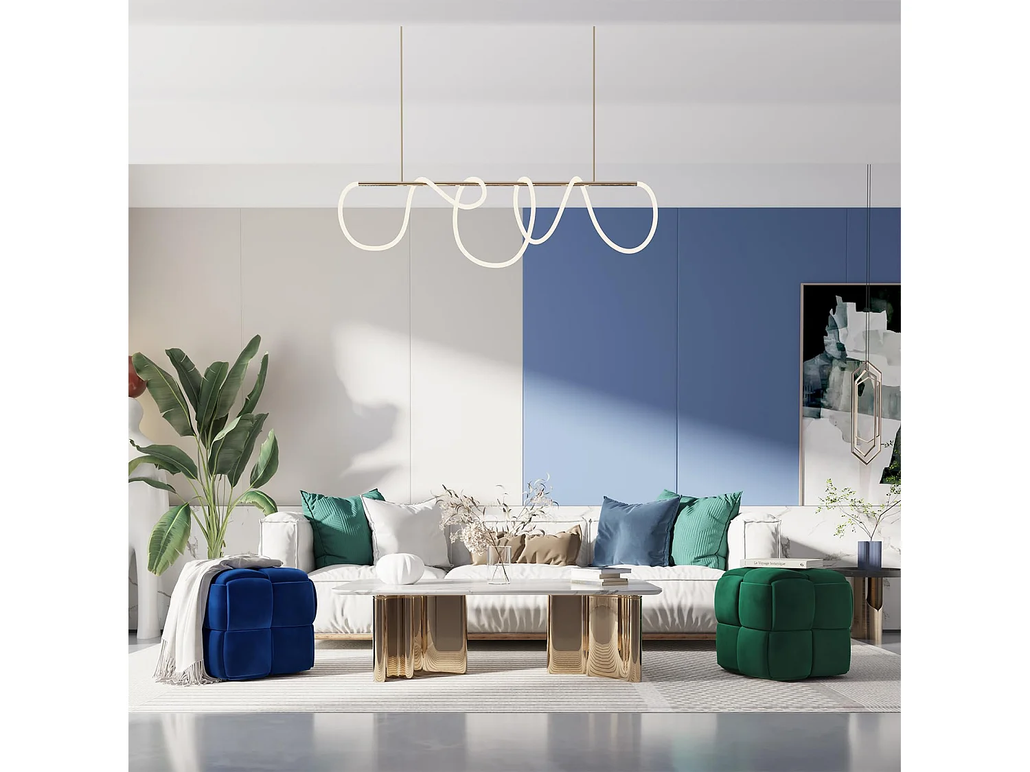 Pouf poggiapiedi in velluto, per soggiorno, quadrato, intrecciato, decorativo, moderno, 43 x 43 x 46 cm, carico massimo 140 kg, blu