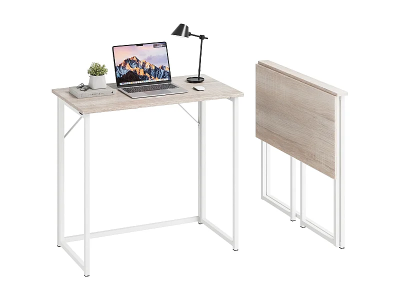 Opvouwbaar bureau, klein computerbureau voor thuiskantoor, eenvoudige montage, 80 x 46 x 74 cm - Eikenkleur