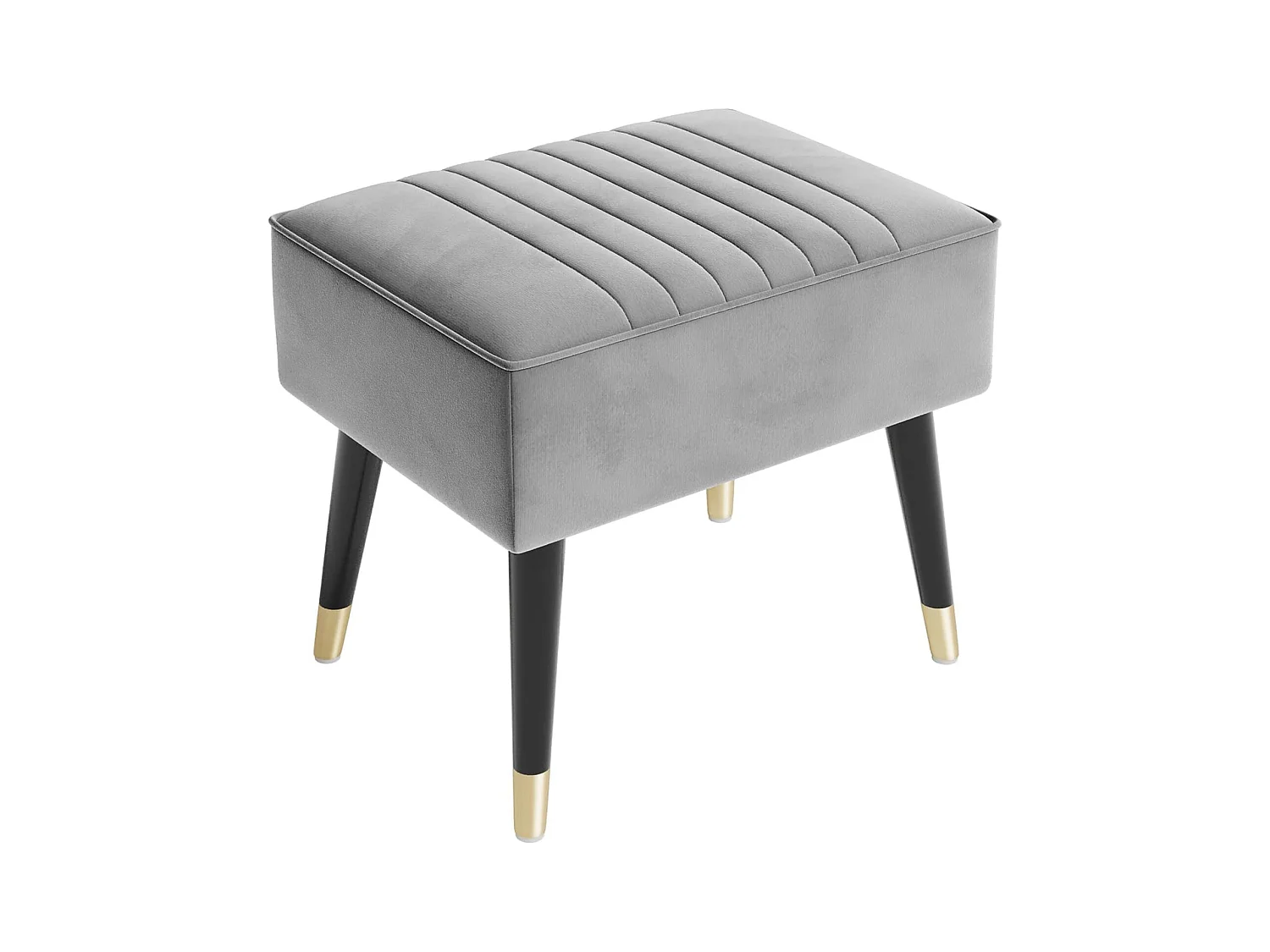 Pouf poggiapiedi in velluto per soggiorno con gambe in metallo per soggiorno e camera da letto 52 x 40 x 47 cm - Grigio
